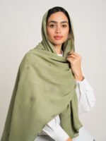 ⁦طرحه بوال طبقتين باقة الورد فستقي فاتح⁩ - الصورة ⁦3⁩