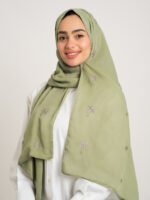 طرحه بوال طبقتين باقة الورد فستقي فاتح