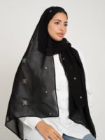 طرحة باقة الورد ليزر أسود