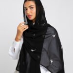 طرحة الزهرة الناعمة ليزر أسود