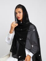 طرحة الزهرة الناعمة ليزر أسود