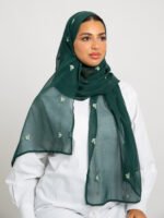 ⁦طرحه بوال طبقة ورود القلب أخضر غامق⁩ - الصورة ⁦2⁩