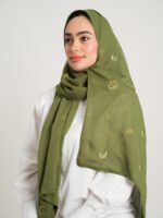 ⁦طرحه بوال طبقتين أوراق الخريف زيتي⁩ - الصورة ⁦2⁩