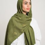 طرحه بوال طبقتين أوراق الخريف زيتي