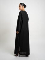 ⁦عباية بوهيمي بقصة عادية زهرة ركامة أسود⁩ - الصورة ⁦8⁩