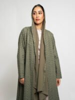 عباية نص كلوش بتلات ركامة زيتي