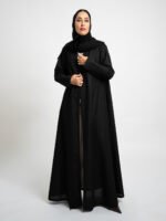 ⁦عباية نص كلوش بتلات ركامة أسود⁩ - الصورة ⁦2⁩