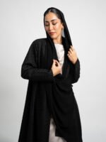 ⁦عباية نص كلوش بتلات ركامة أسود⁩ - الصورة ⁦3⁩