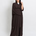 عباية بدون طرحة فلوستايل بني غامق في بني غامق