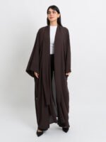 ⁦عباية بدون طرحة فلوستايل بني غامق في بني غامق⁩ - الصورة ⁦3⁩