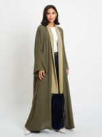 ⁦عباية فلوستايل درجات الزيتي⁩ - الصورة ⁦3⁩