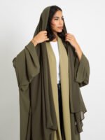 ⁦عباية فلوستايل درجات الزيتي⁩ - الصورة ⁦6⁩