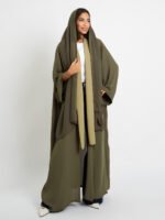 ⁦عباية فلوستايل درجات الزيتي⁩ - الصورة ⁦7⁩