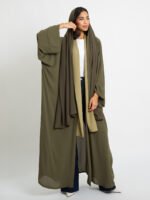 ⁦عباية فلوستايل درجات الزيتي⁩ - الصورة ⁦8⁩