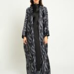 عباية واسعة تموجات الزيبرا أسود