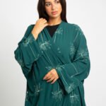 عباية واسعة رشة الورد أخضر