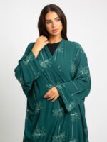 عباية واسعة رشة الورد أخضر