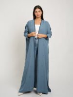 ⁦عباية واسعة بكم ضيق ألماس أزرق⁩ - الصورة ⁦3⁩