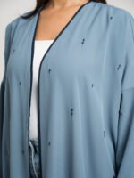 ⁦عباية واسعة بكم ضيق ألماس أزرق⁩ - الصورة ⁦8⁩