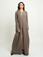 ⁦عباية بدون طرحة نص بشت رمادي⁩ - الصورة ⁦2⁩