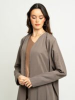 ⁦عباية بدون طرحة نص بشت رمادي⁩ - الصورة ⁦3⁩