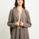 عباية بدون طرحة نص بشت رمادي