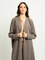 عباية بدون طرحة نص بشت رمادي