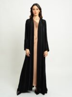 ⁦عباية نص كلوش خطوط السلسلة أسود مع أزرق⁩ - الصورة ⁦2⁩