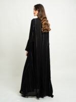 ⁦عباية نص كلوش خطوط السلسلة أسود مع أزرق⁩ - الصورة ⁦4⁩