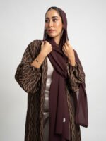 ⁦عباية نص كلوش نغم الخريف بني⁩ - الصورة ⁦3⁩