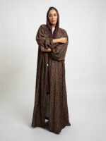 ⁦عباية نص كلوش نغم الخريف بني⁩ - الصورة ⁦4⁩