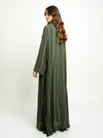 ⁦عباية نص كلوش خطوط السلسلة أخضر زيتي⁩ - الصورة ⁦3⁩