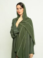 ⁦عباية نص كلوش خطوط السلسلة أخضر زيتي⁩ - الصورة ⁦8⁩