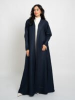 ⁦عباية نص كلوش كتان كحلي⁩ - الصورة ⁦2⁩