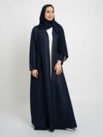 ⁦عباية نص كلوش كتان كحلي⁩ - الصورة ⁦6⁩