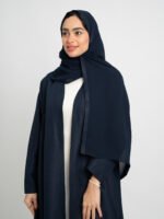 ⁦عباية نص كلوش كتان كحلي⁩ - الصورة ⁦7⁩