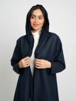 ⁦عباية نص كلوش كتان كحلي⁩ - الصورة ⁦8⁩