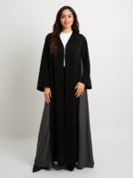 ⁦عباية نص كلوش برنسيس أسود ورمادي⁩ - الصورة ⁦3⁩