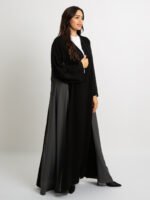 ⁦عباية نص كلوش برنسيس أسود ورمادي⁩ - الصورة ⁦2⁩