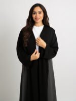 ⁦عباية نص كلوش برنسيس أسود ورمادي⁩ - الصورة ⁦5⁩