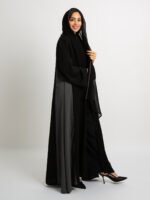 ⁦عباية نص كلوش برنسيس أسود ورمادي⁩ - الصورة ⁦6⁩