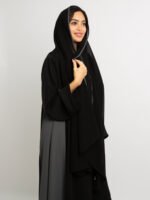 ⁦عباية نص كلوش برنسيس أسود ورمادي⁩ - الصورة ⁦7⁩