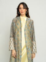 ⁦عباية نص كلوش عاصفة الورد اخضر باهت⁩ - الصورة ⁦4⁩