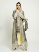 ⁦عباية نص كلوش عاصفة الورد اخضر باهت⁩ - الصورة ⁦5⁩