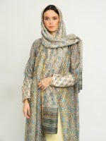 ⁦عباية نص كلوش عاصفة الورد اخضر باهت⁩ - الصورة ⁦6⁩