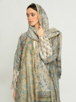 ⁦عباية نص كلوش عاصفة الورد اخضر باهت⁩ - الصورة ⁦7⁩