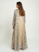 ⁦عباية نص كلوش زهور الشمس أخضر⁩ - الصورة ⁦4⁩