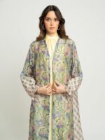 ⁦عباية نص كلوش زهور الشمس أخضر⁩ - الصورة ⁦5⁩