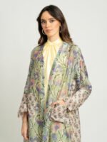 ⁦عباية نص كلوش زهور الشمس أخضر⁩ - الصورة ⁦6⁩