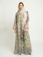 ⁦عباية نص كلوش زهور الشمس أخضر⁩ - الصورة ⁦7⁩